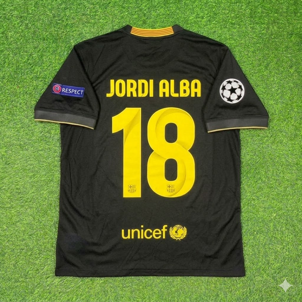 Jordi Alba #18 Barcelona 2013-2014 Black Retro Football Jersey Kit