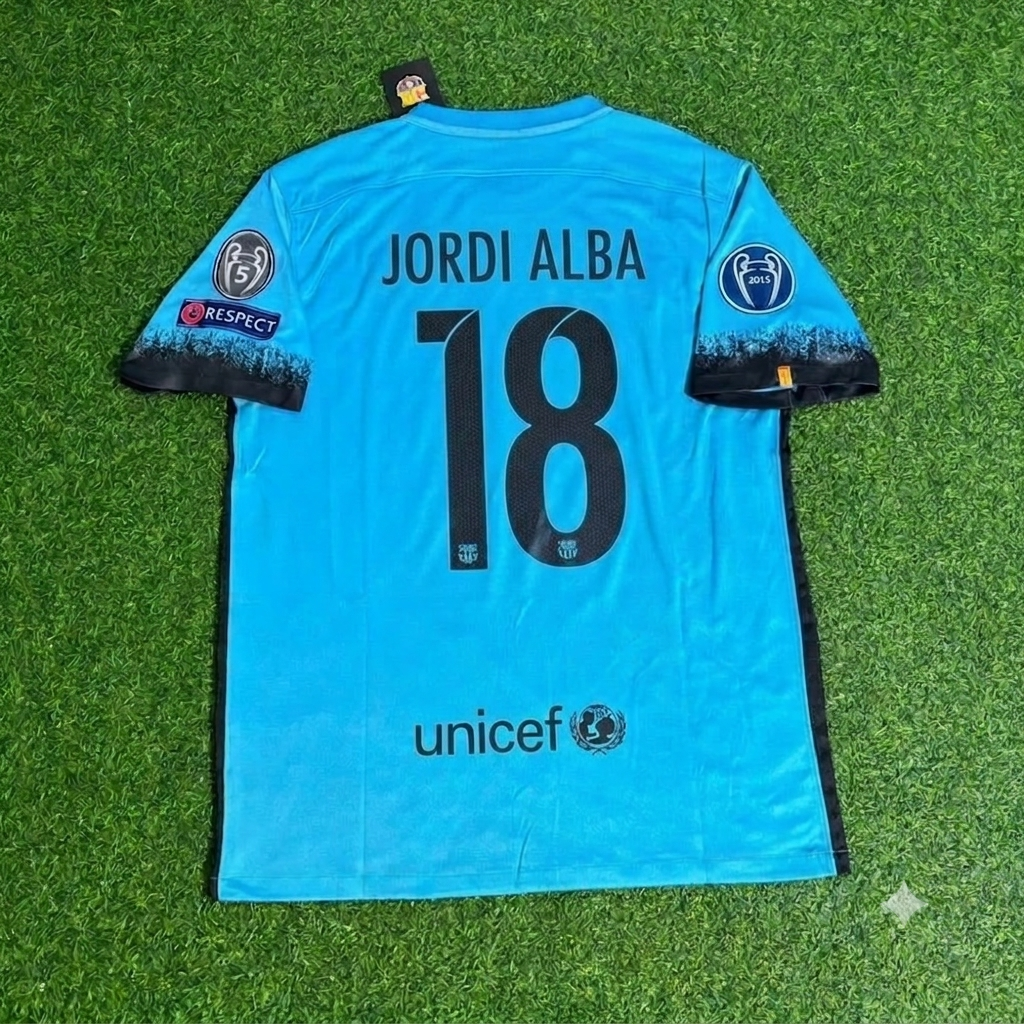 Jordi Alba Barcelona 2015/2016 Retro Football Jersey Kit