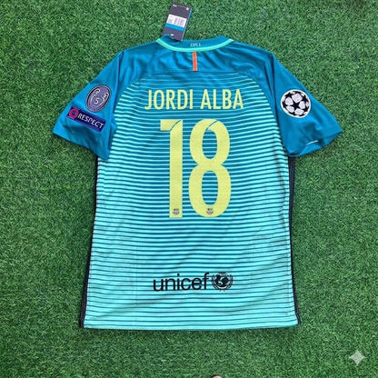 Barcelona Jordi Alba #18 2016/17 Away Retro Football Jersey