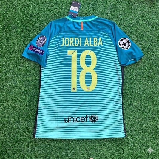 Barcelona Jordi Alba #18 2016/17 Away Retro Football Jersey