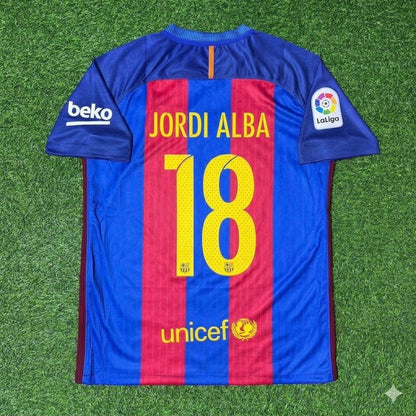 Jordi Alba #18 FC Barcelona 2016-2017 Home Retro Football Jersey Kit