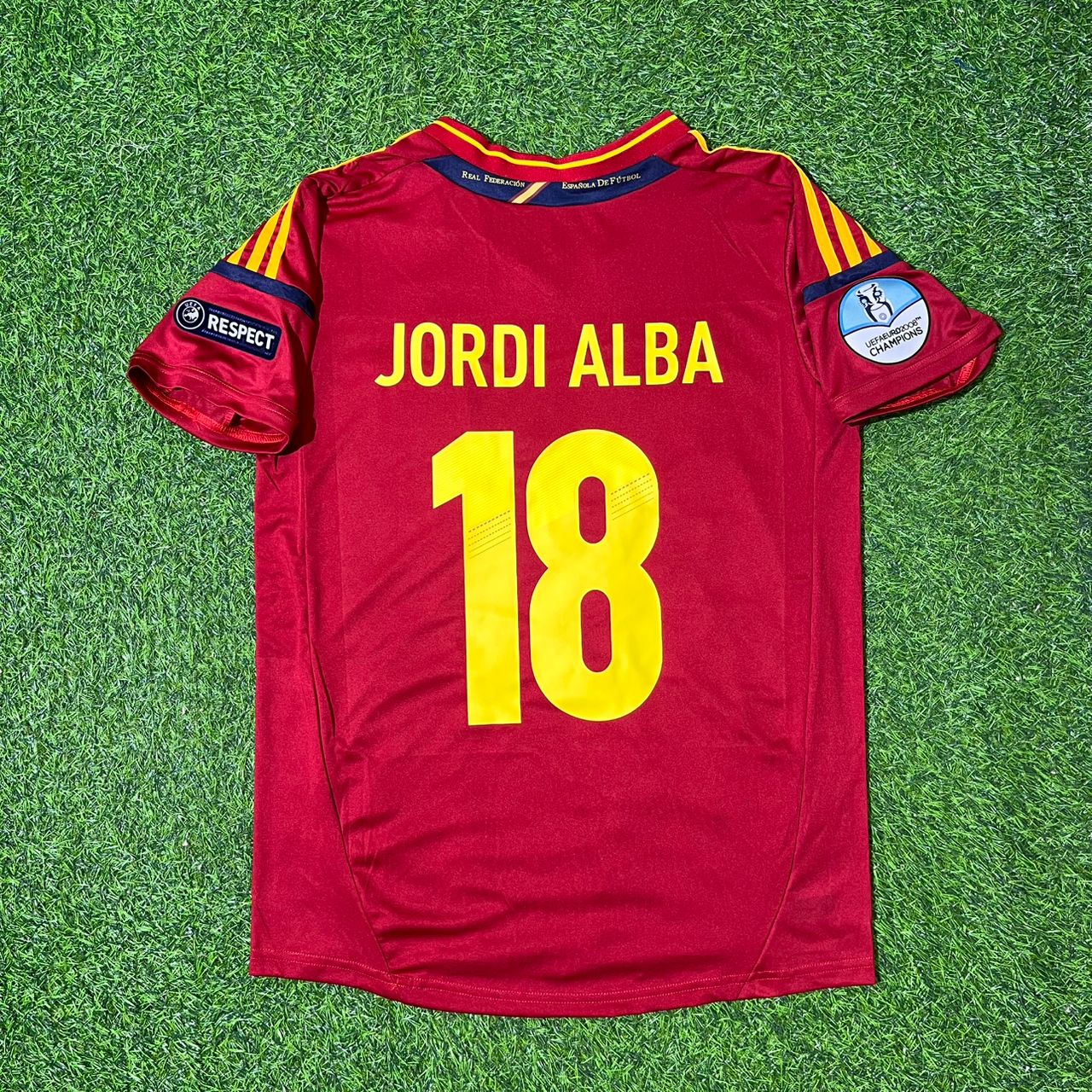 Spain EURO 2012 Jordi Alba Final Retro Football Jersey Kit