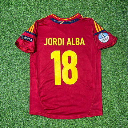 Spain EURO 2012 Jordi Alba Final Retro Football Jersey Kit