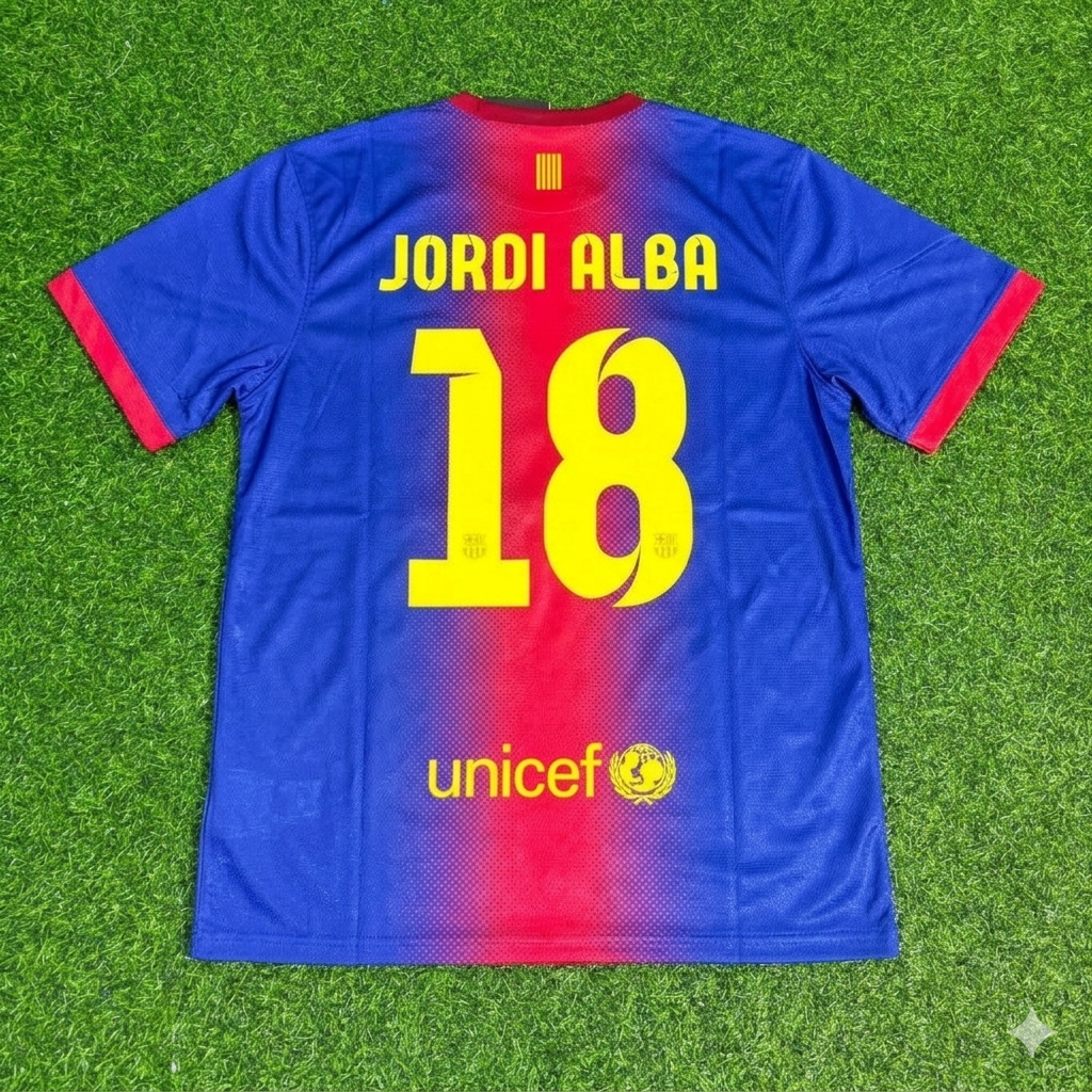 Jordi Alba Barcelona 2012/2013 Retro Home Football Jersey Kit