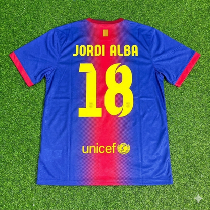 Jordi Alba Barcelona 2012/2013 Retro Home Football Jersey Kit