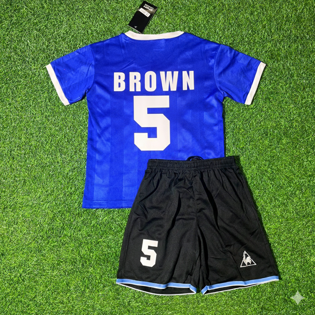 Argentina World Cup 1986 José Luis Brown 5- Final Blue Kids Retro Football Jersey Kit