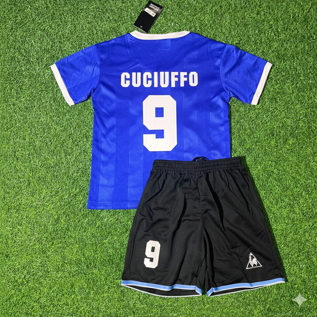 Argentina World Cup 1986 José Luis Cuciuffo 9- Final Blue Kids Retro Football Jersey Kit