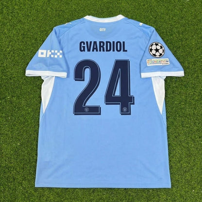 Joško Gvardiol #24 Manchester City 2026-27 Home Champions League Patch Football Jersey