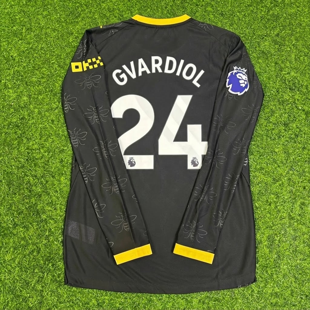Joško Gvardiol #24 Manchester City 2026-2027 Away Black Long Sleeve Football Jersey
