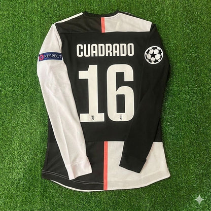 Juan Cuadrado 16- Juventus Long Sleeve 2019 2020 Retro White Black Football Jersey