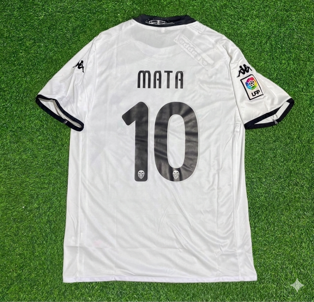 Juan Mata #10 Valencia White Retro Football Jersey Kit