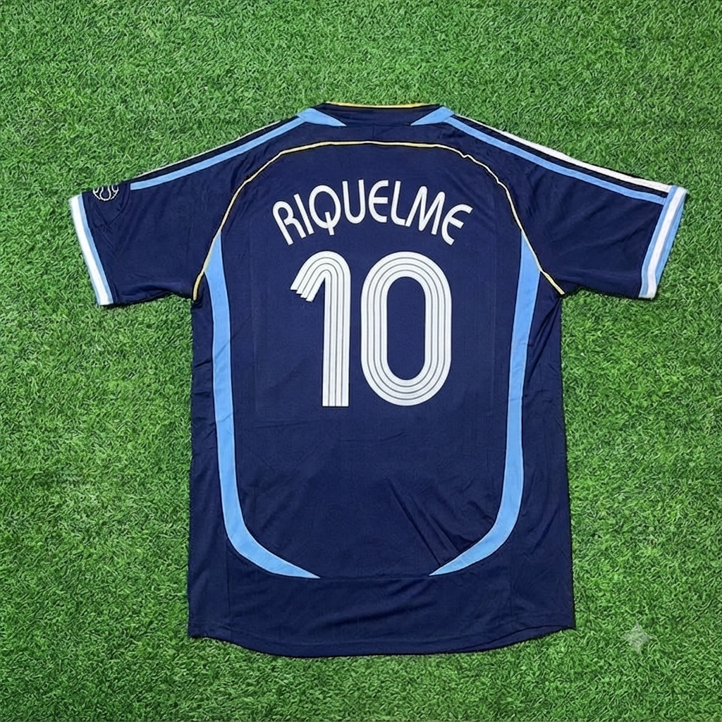 Argentina World Cup 2006 Juan Román Riquelme #10 Dark Blue Home Retro Football Jersey Kit