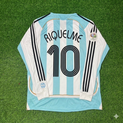 Argentina World Cup 2006 Juan Román Riquelme #10 Retro Long Sleeve Football Jersey
