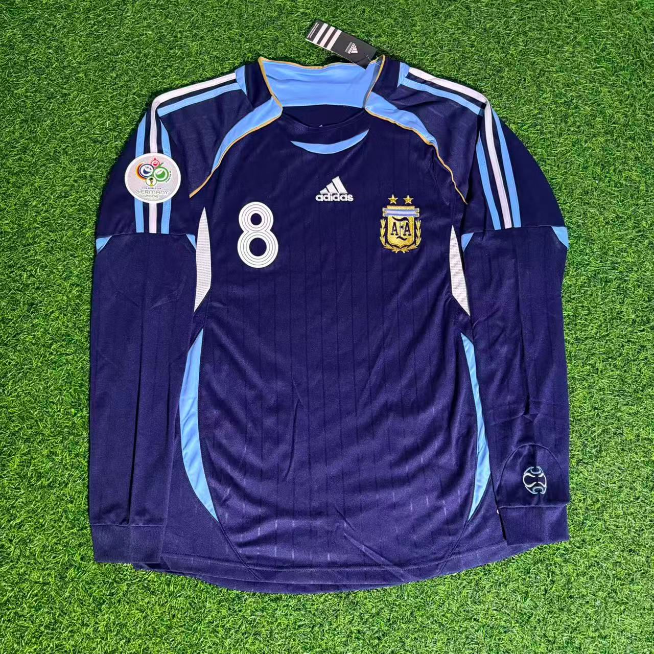 Argentina World Cup 2006 Juan Roman Riquelme Long Sleeve Retro Football Jersey Kit