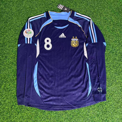 Argentina World Cup 2006 Juan Roman Riquelme Long Sleeve Retro Football Jersey Kit