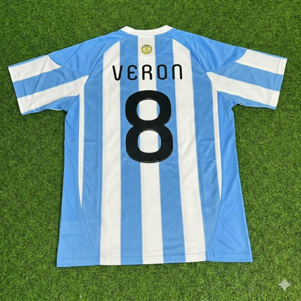 Argentina World Cup 2010 Juan Sebastián Verón 8- Retro Football Jersey