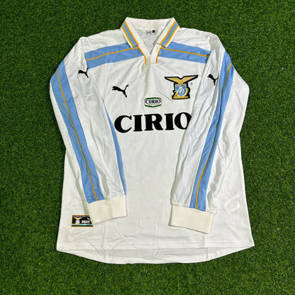 Juan Sebastian Veron Lazio 1999 2000 White Long Sleeve Retro Football Jersey Collection