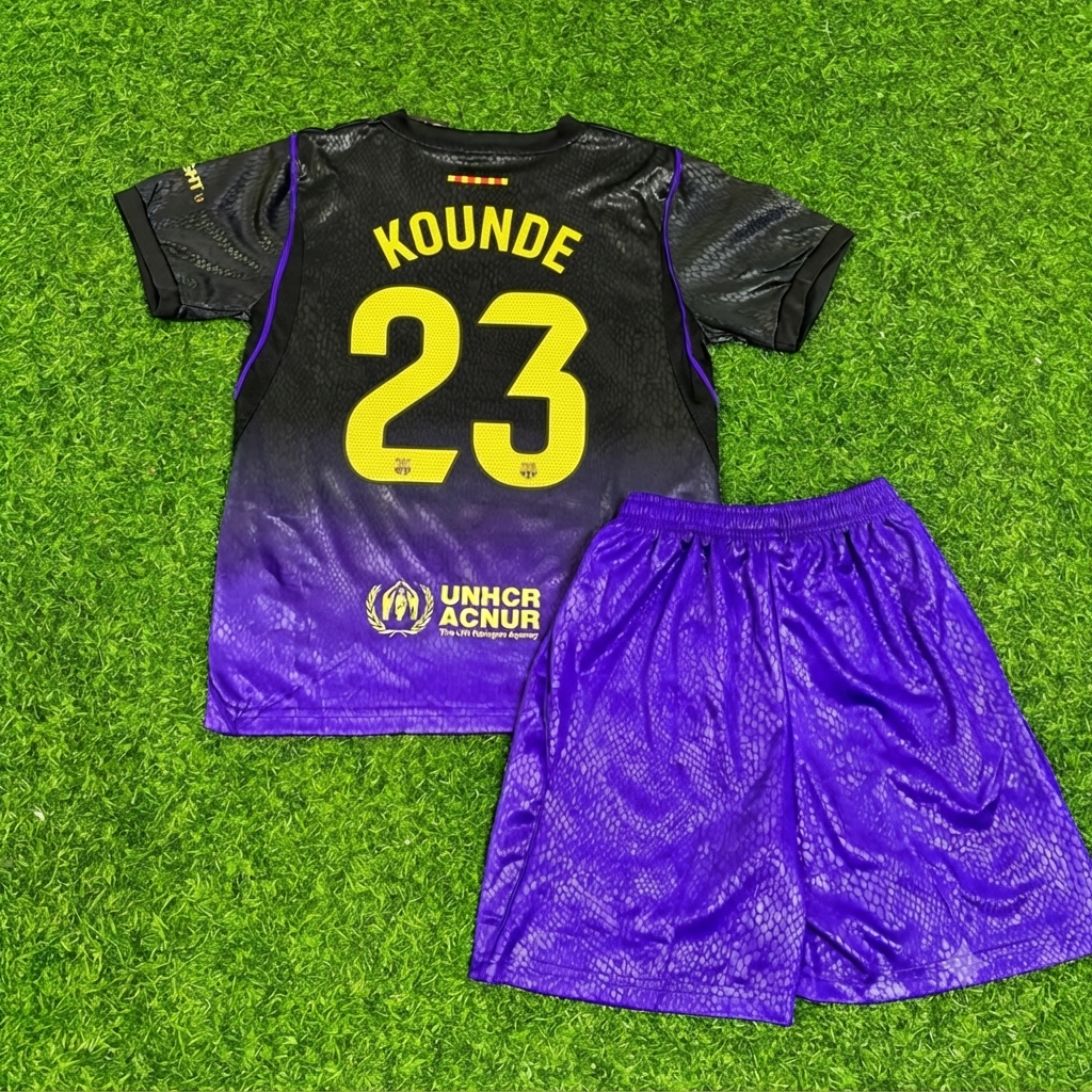 Jules Kounde #23 Barcelona 2027 Away Kids Football Jersey