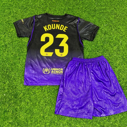 Jules Kounde #23 Barcelona 2027 Away Kids Football Jersey