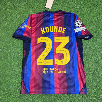 Jules Kounde #23 Barcelona 2027 Champions League Patch Home Football Jersey
