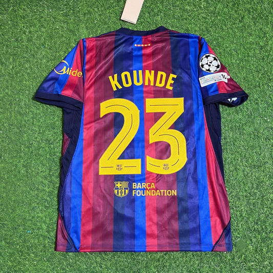 Jules Kounde #23 Barcelona 2027 Champions League Patch Home Football Jersey
