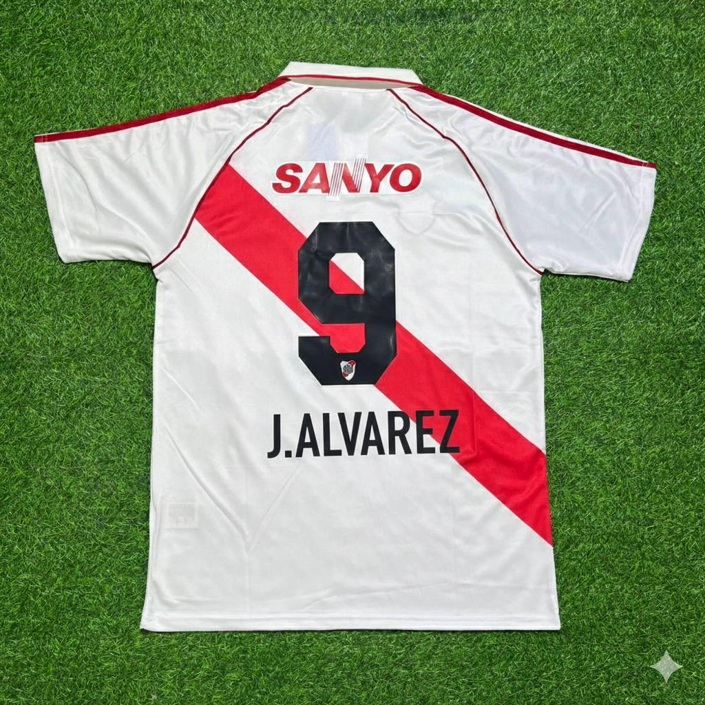 Julian Alvarez River Plate Retro Home Football Jersey Kit