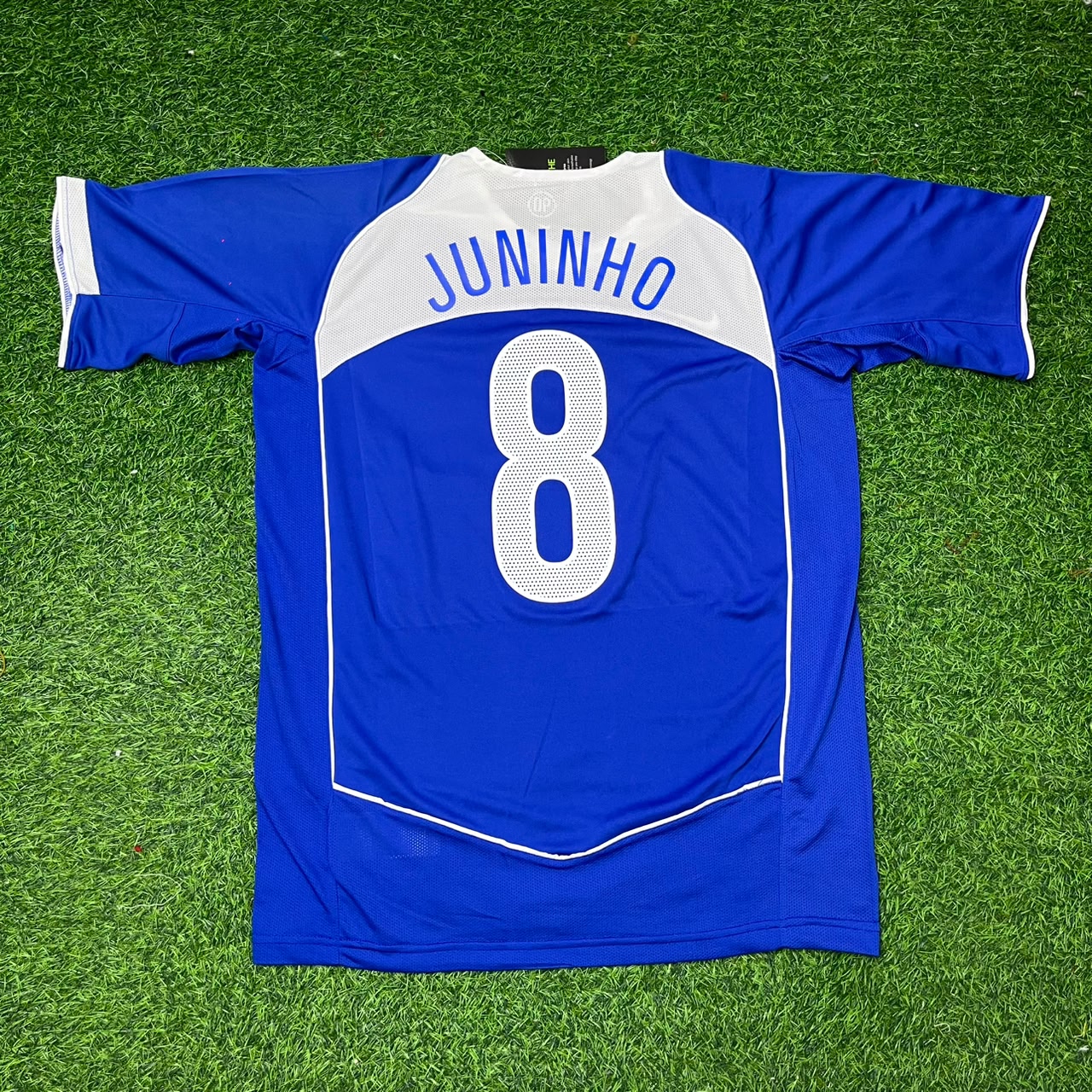 Juninho Pernambucano Brazil 2004 Blue Retro Football Jersey Collection