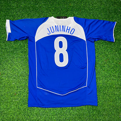 Juninho Pernambucano Brazil 2004 Blue Retro Football Jersey Collection