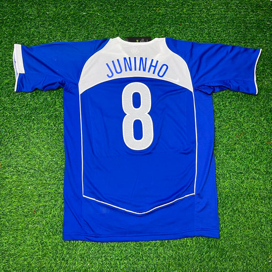 Juninho Pernambucano Brazil 2004 Blue Retro Football Jersey Collection
