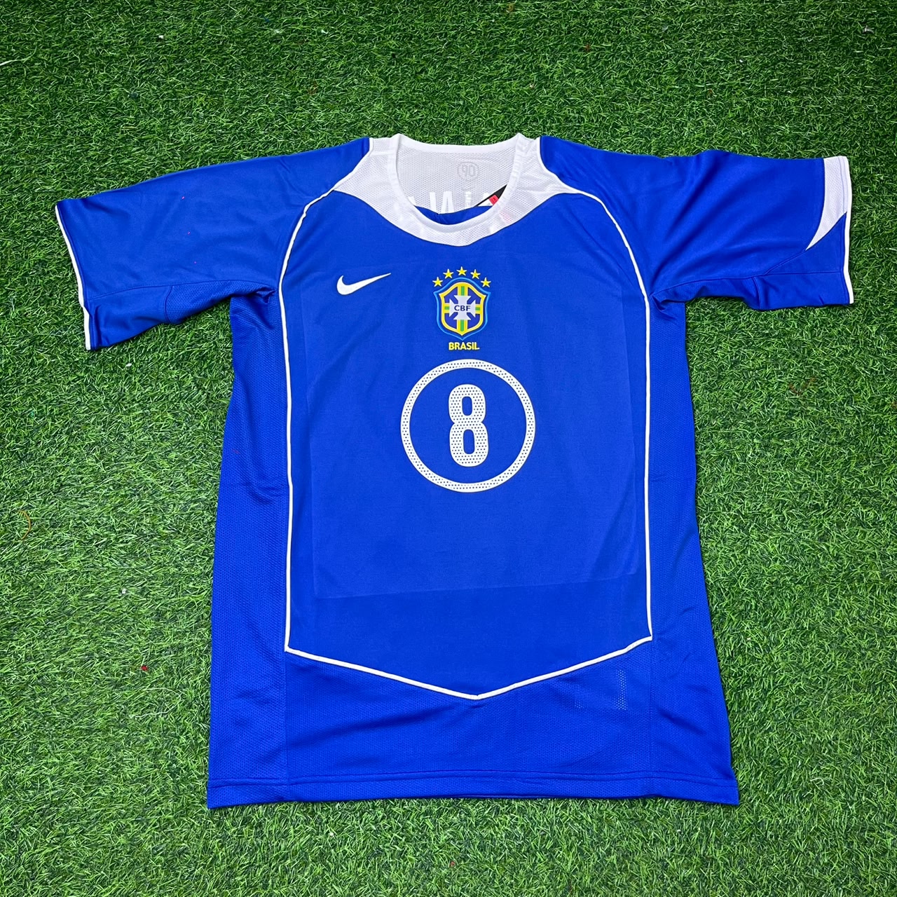 Juninho Pernambucano Brazil 2004 Blue Retro Football Jersey Collection
