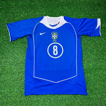 Juninho Pernambucano Brazil 2004 Blue Retro Football Jersey Collection