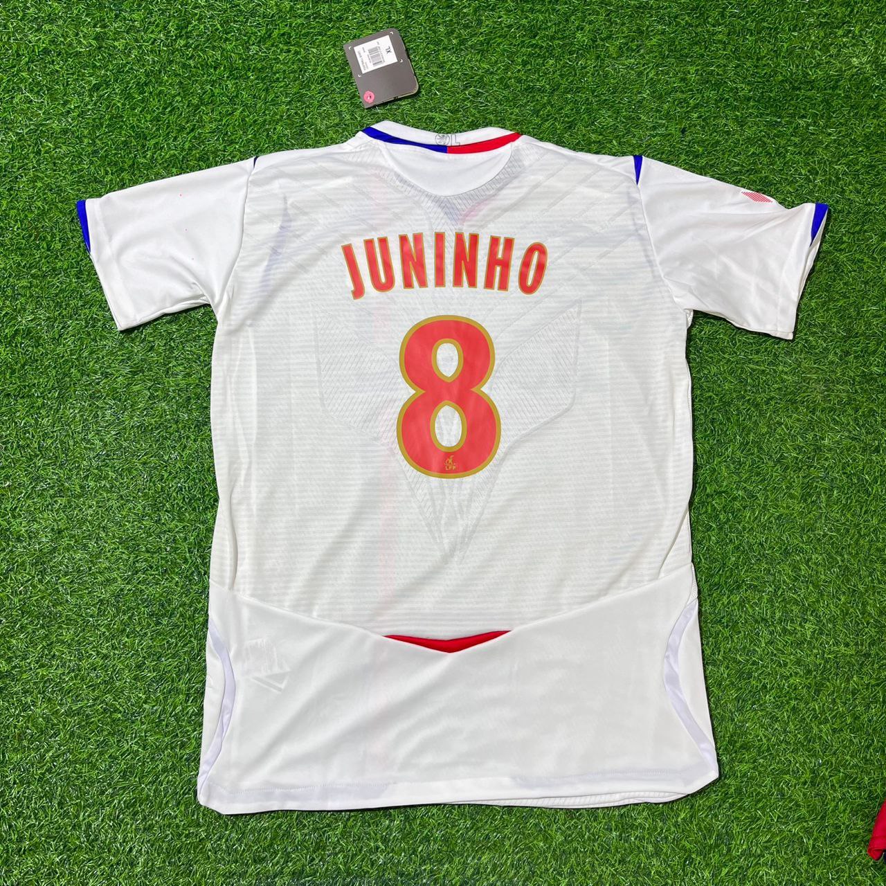 Juninho Pernambucano Olympique Lyonnais 2008 2009 Home White Retro Football Jersey Kit