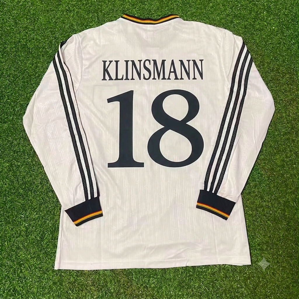 Germany EURO 1996 Jürgen Klinsmann #18 Final Home Long Sleeve Retro Football Jersey Kit