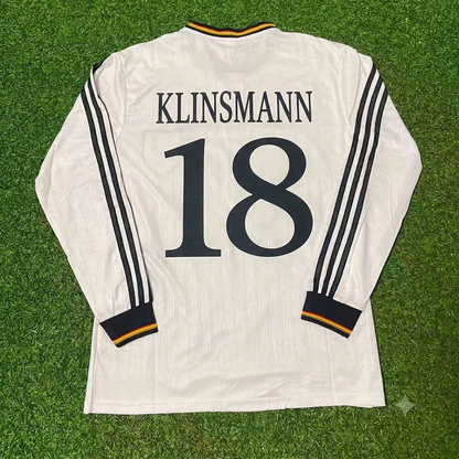 Germany EURO 1996 Jürgen Klinsmann #18 Final Home Long Sleeve Retro Football Jersey Kit
