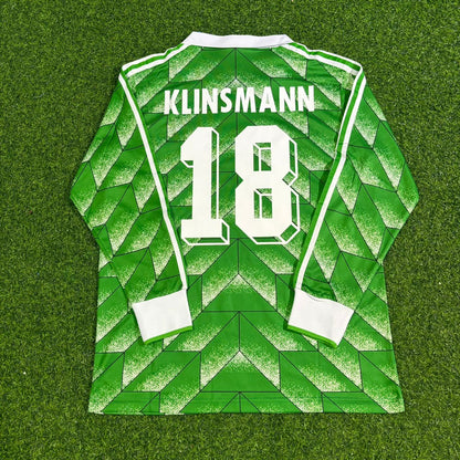 Germany World Cup 1990 Jurgen Klinsmann Green Long Sleeve Football Jersey