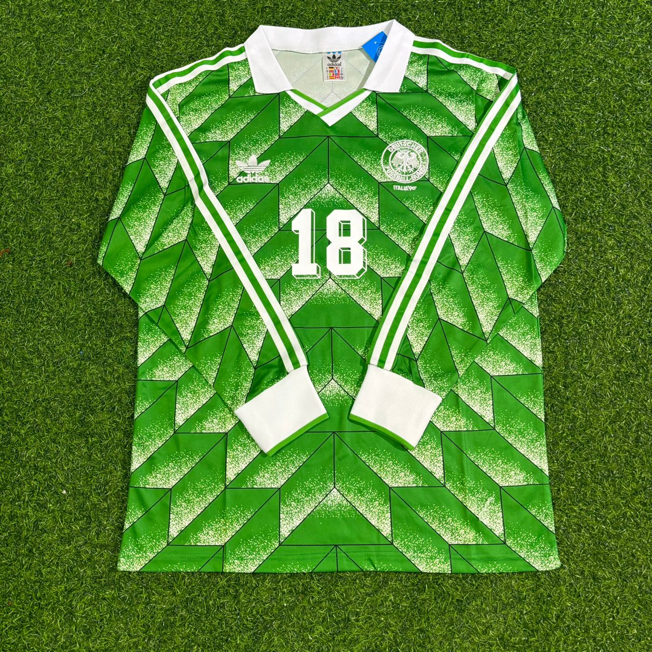 Germany World Cup 1990 Jurgen Klinsmann Green Long Sleeve Football Jersey