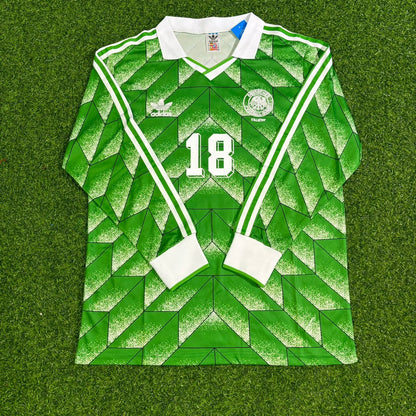 Germany World Cup 1990 Jurgen Klinsmann Green Long Sleeve Football Jersey