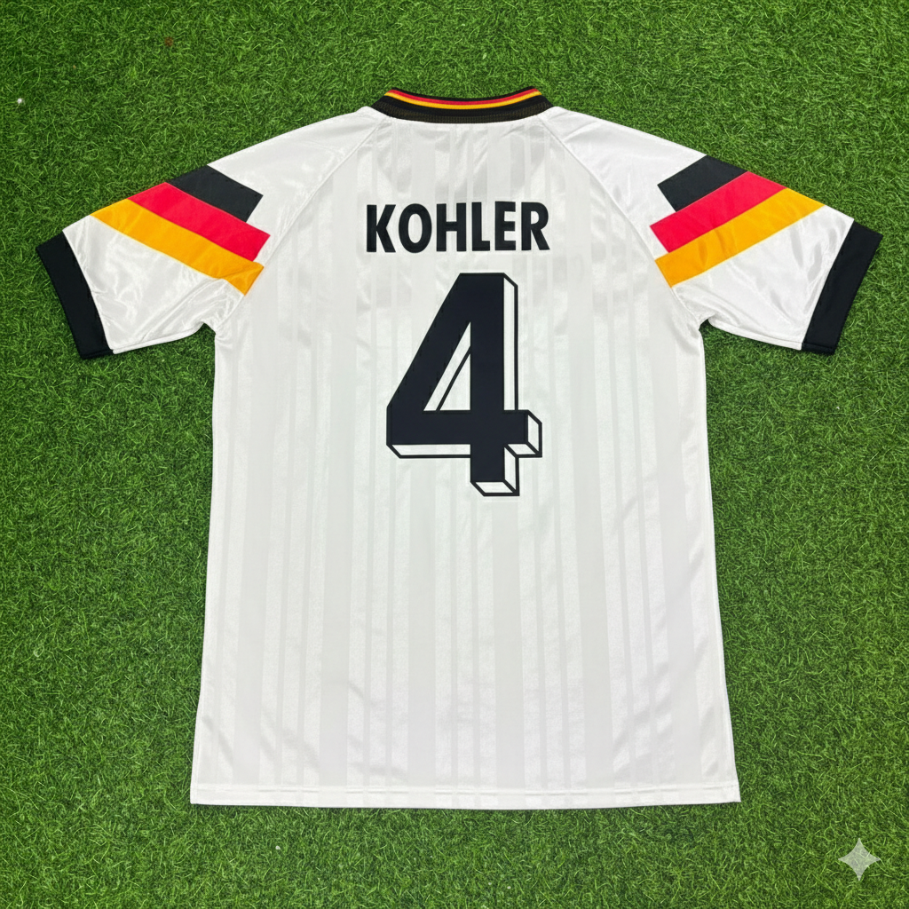Jürgen Kohler Germany 1992 Retro Football Jersey Kit