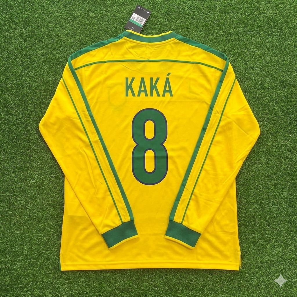 Kaka’ #8- Brazil Long Sleeve Retro Football Jersey Kit Shirt