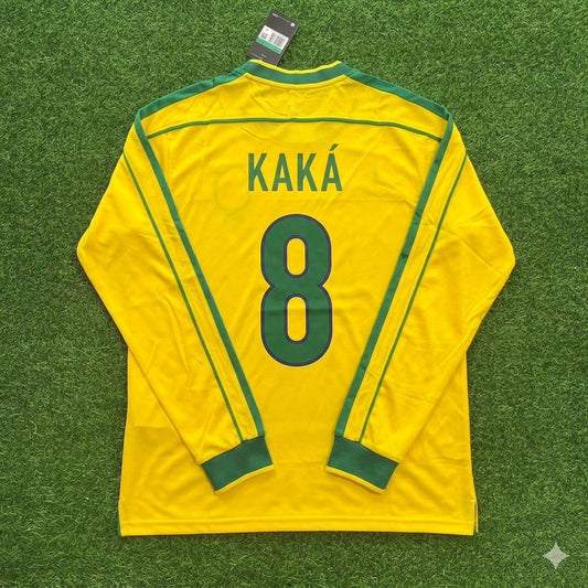 Kaka’ #8- Brazil Long Sleeve Retro Football Jersey Kit Shirt