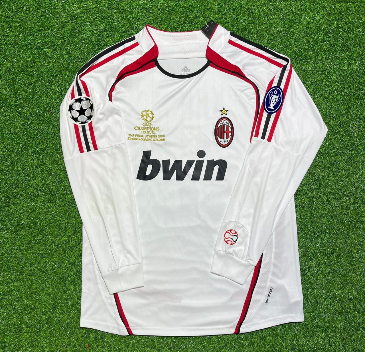 AC Milan 2007 Champions League Final Away White Long Sleeve Retro Football Jersey