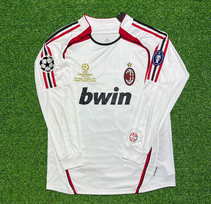 AC Milan 2007 Champions League Final Away White Long Sleeve Retro Football Jersey