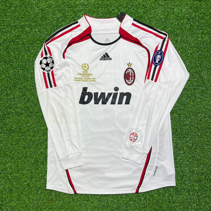 Clarence Seedorf #10 AC Milan 2007 Champions League Final Away White Long Sleeve Retro Football Jersey