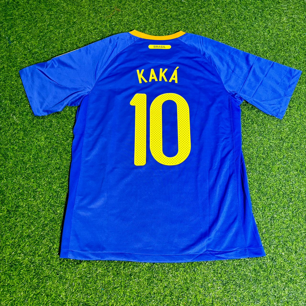 Brazil World Cup 2010 Kaka Leite Retro Blue Football Jersey