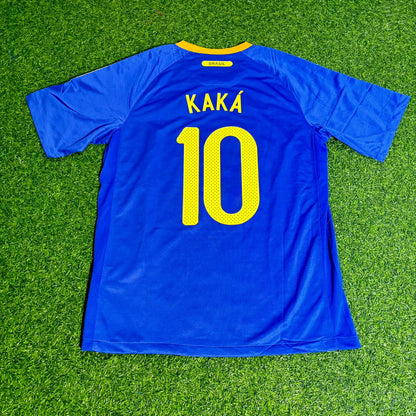 Brazil World Cup 2010 Kaka Leite Retro Blue Football Jersey
