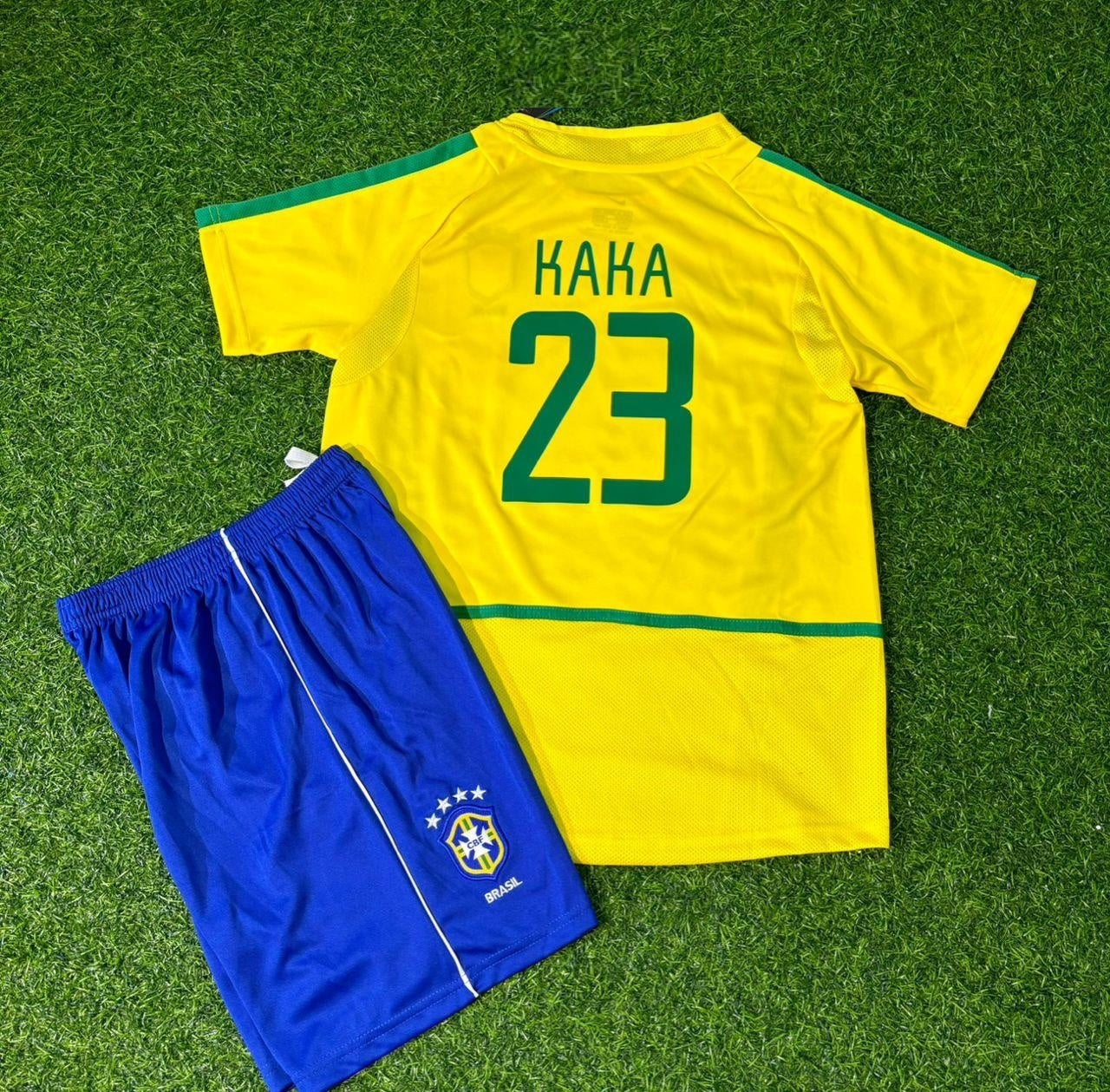 Kaká Leite Brazil Retro Kids Football Jersey Kit
