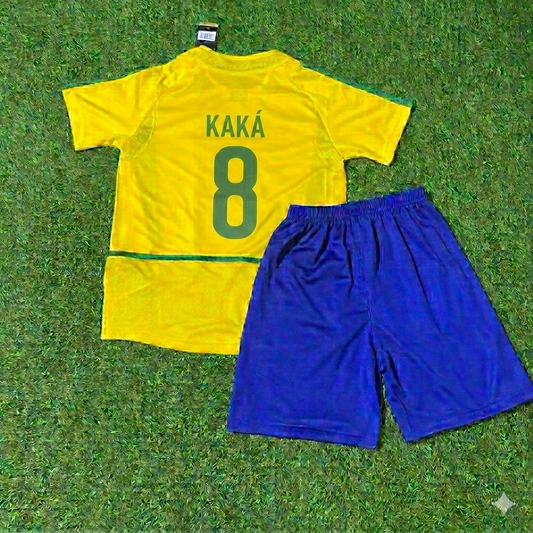 Kaká Leite 8- Brazil Retro Kids Football Jersey Kit