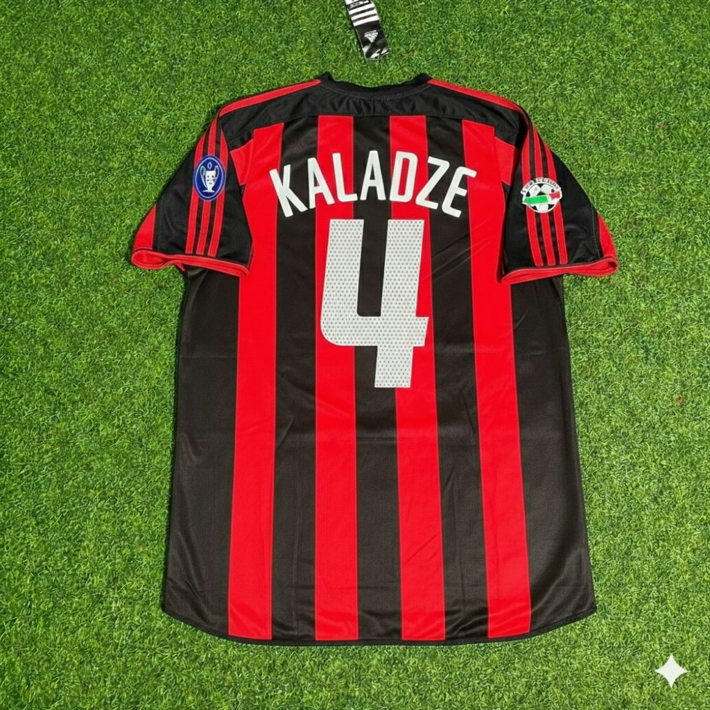 Kakhaber Kaladze 4 Milan 2003/2004 Home Retro Football Jersey Kit