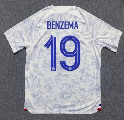 France World Cup 2022 Karim Benzema #19 Away Retro Football Jersey