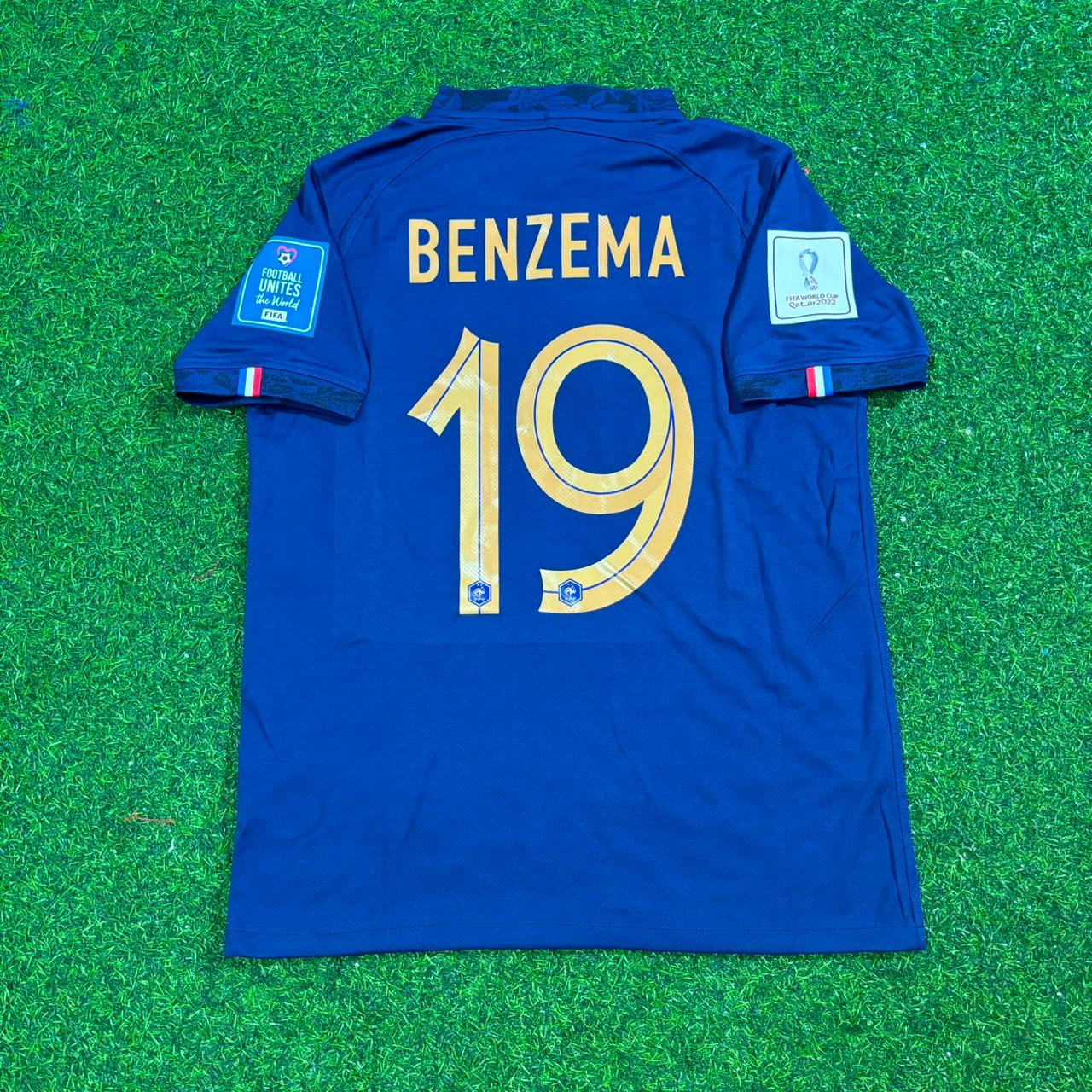 France World Cup 2022 Karim Benzema Final Retro Football Jersey